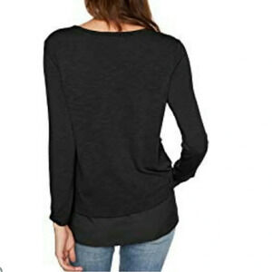 J. Crew Women’s Black Knit Long-sleeve top with silky hem Loose Fit Size Small